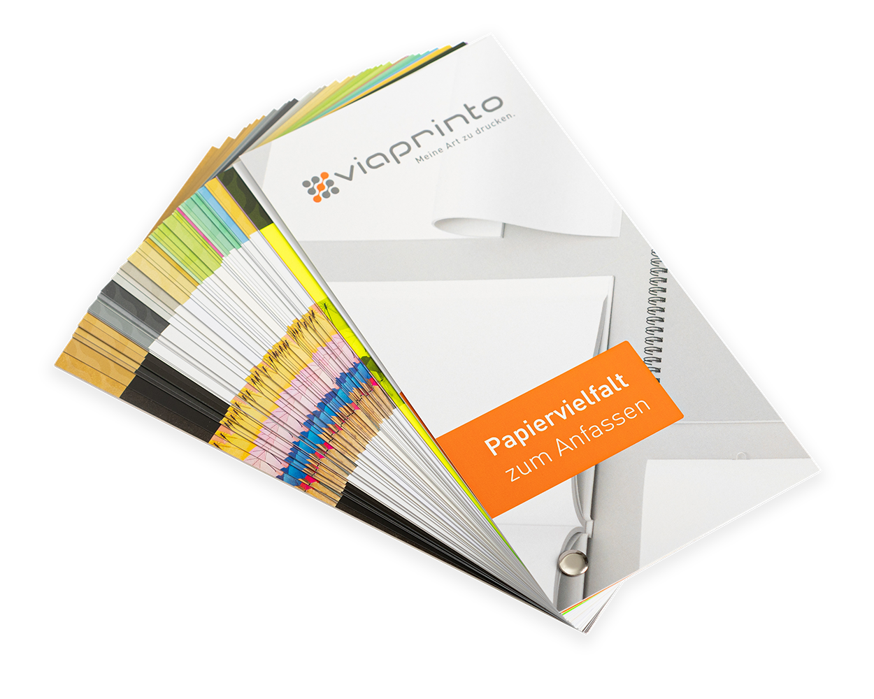 Abbildung des viaprinto Papiermusterbuchs