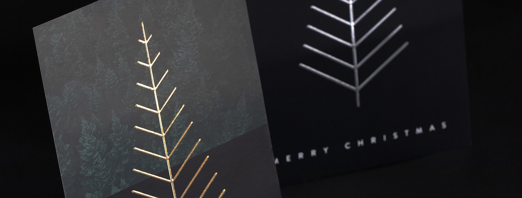 schwarze Postkarten mit Goldveredelung