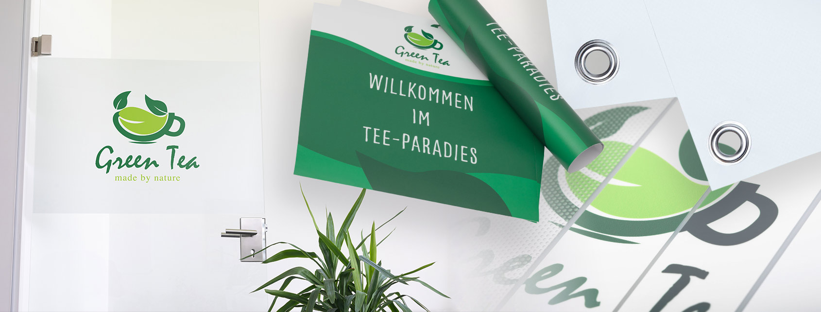 Klebefolien und Werbebanner im closeup