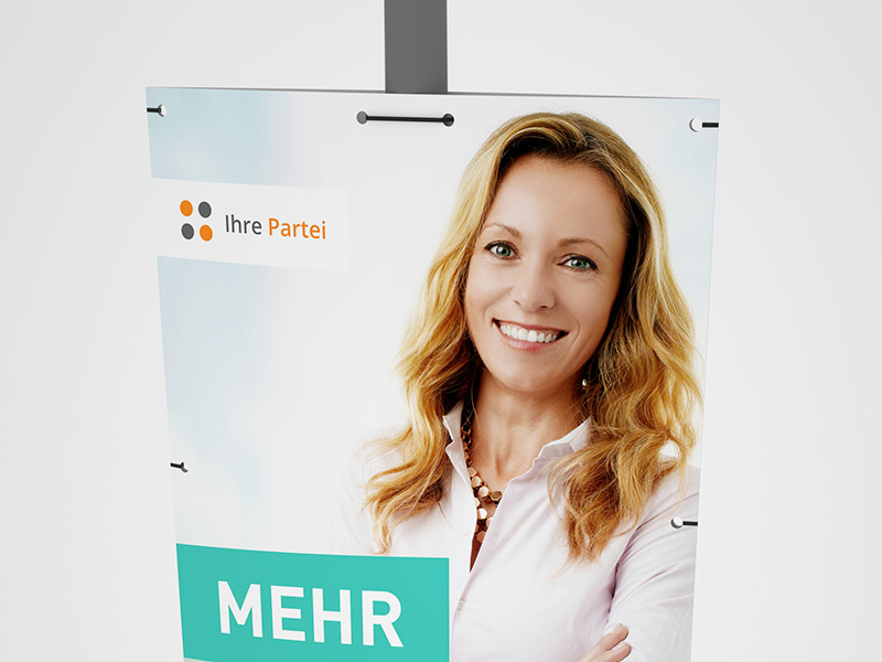 Die Abbildung zeigt sechs aufgefächerte Hohlkammerplakate mit zwei verschiedenen Materialien.